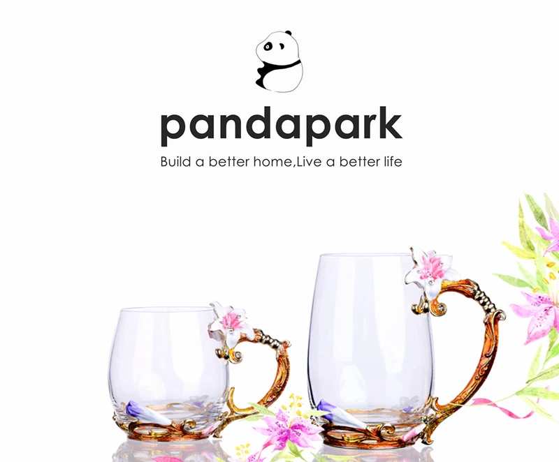 Pandapark креативный роскошный эмалированный стеклянный цветочный чайный набор кружка молочный стакан офисный термостойкий стакан кружки для завтрака PPX019