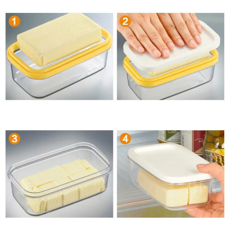 

1PC Multifunctional ABS Material Butter Box Tray Box Cheese Cutting Preservation Box Seal Rectangular Storage Box Baking Tools