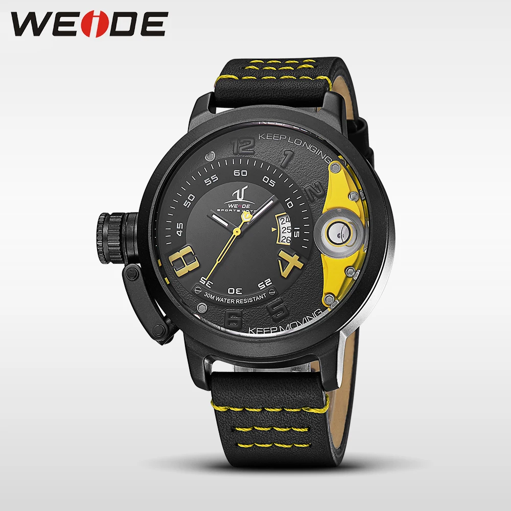 WEIDE Роскошные Мужские кварцевые спортивные наручные часы из натуральной