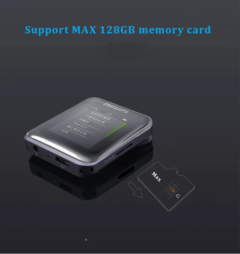 Philips HIFI MP3 плеер Спорт 128 Гб Поддержка tf-карты тип-c OTG студенческое обучение DSD музыка Decording SA2816