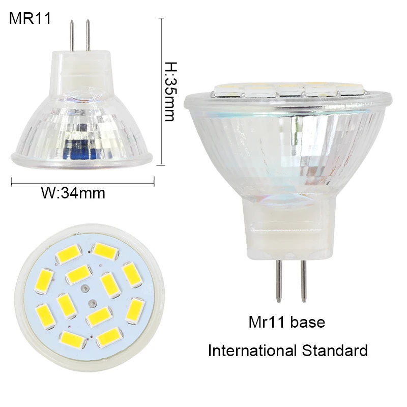 Joneaz 1X lampara led 12 В лампа MR11 прожектор 3 Вт стеклянная чашка маленький размер 5730