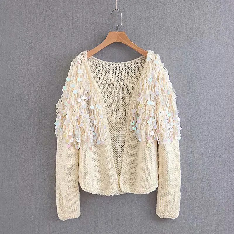 Женский кардиган TEELYNN Boho свитер с блестками блестящая мохеровая куртка длинным