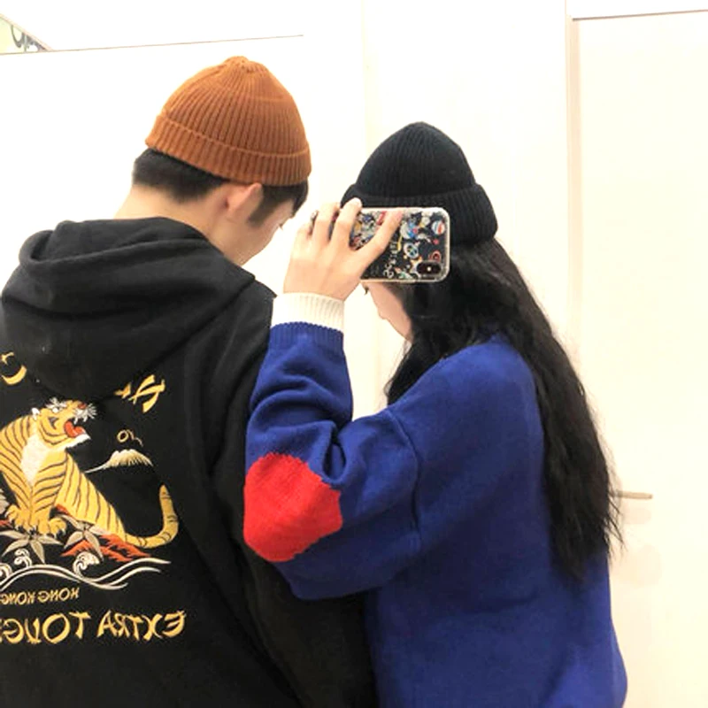 Knit Cap Solid Color Women Street Melon Autumn Winter Hat Men Couple Short Head Outdoor Warm | Аксессуары для одежды