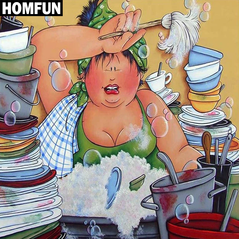 Алмазная картина HOMFUN &quotтолстая женщина&quot квадратная/круглая 5D для рукоделия