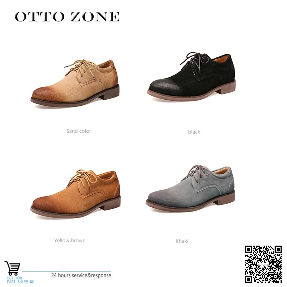 OTTO ZONE мужские повседневные замшевые туфли из натуральной кожи дышащие на плоской