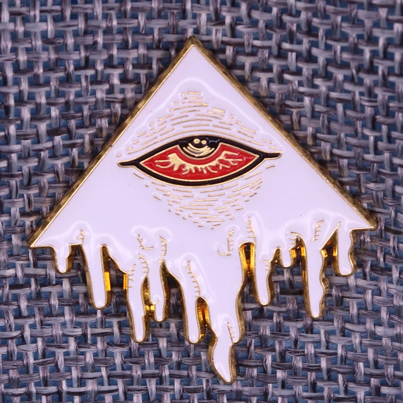 Eye of decadence pin Illuminati art badge bright white and gold all seeing eye brooch beautiful hat jacketS decor