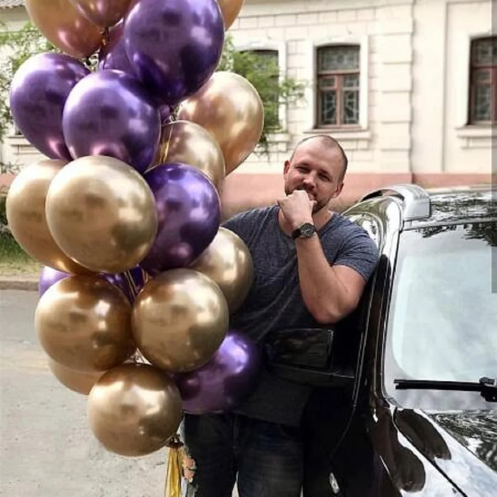 100 шт Блестящий металлический латексный шар с жемчугом, толстый хромированный металлический надувной шар для дня рождения, украшение для вечеринки, воздушные шары с металлическим покрытием