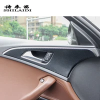 car styling carbon fiber interior door handle covers trim door bowl stickers decoration frame for audi a6 c7 auto accessories