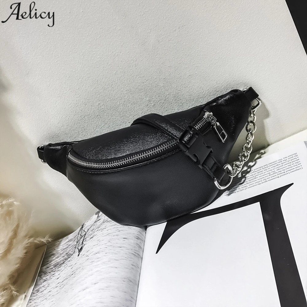 Женская сумка на талию Aelicy лидер продаж однотонная черная с цепочкой Сумки из