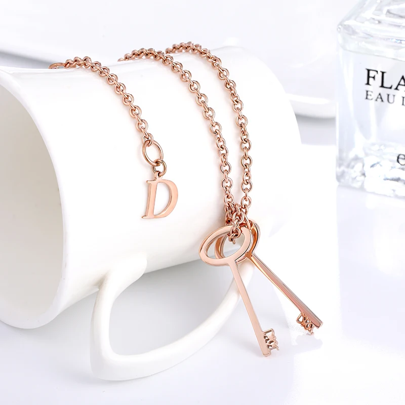 Женская пара ожерелье из нержавеющей стали модный ключ подвеска кость цепь День