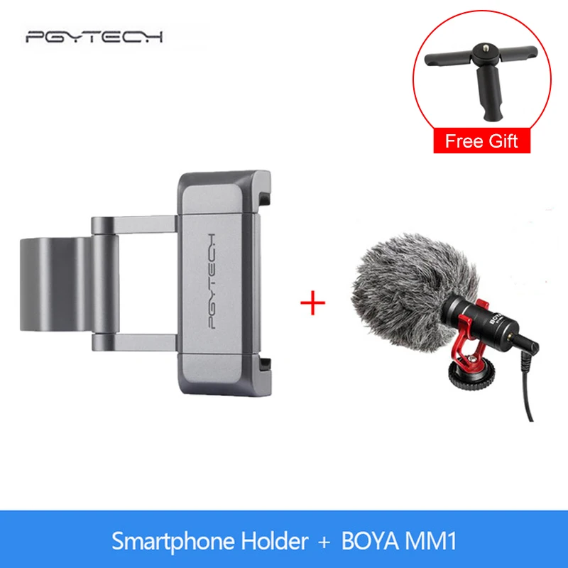Синий PGYTECH держатель плюс кронштейн+ микрофон+ стол Tirpod+ селфи удлинитель для DJI OSMO Карманный шарнирный стабилизатор для смартфона аксессуары - Цвет: Синий