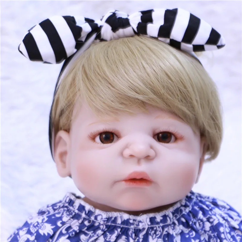 Bebe 55 см силиконовые куклы для новорожденных детей милые светлые волосы девочек