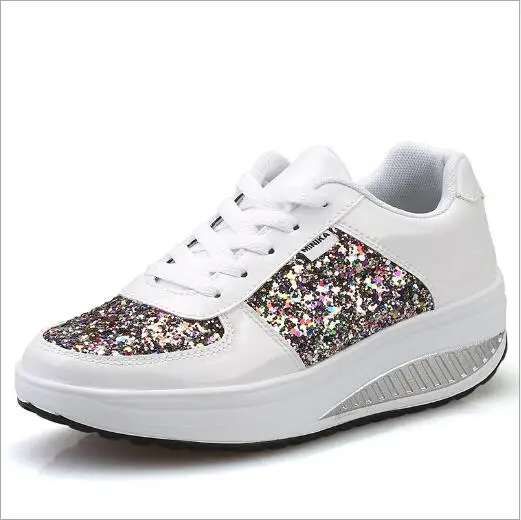 

2020 New Platform Sneakers Women Fashion Golden Sequin Waterproof Women Flat Shoes Spring Autumn Lace Up Casual Shoes Women