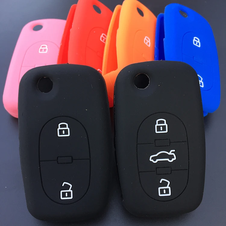 Силиконовый резиновый автомобильный чехол для брелка с ключом Набор для Audi A2 A3 A4 A6 A8 TT 2 3 кнопки старый Флип складной дистанционный ключ