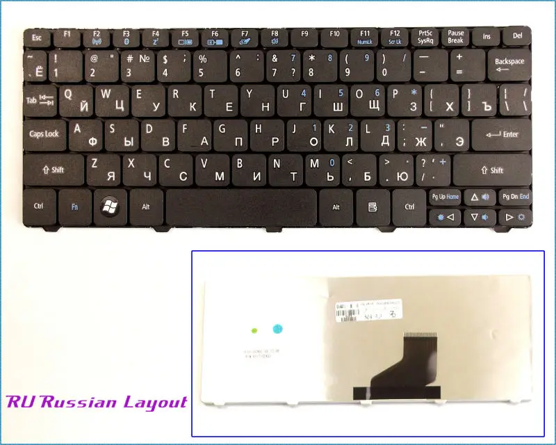 Новая русская клавиатура для ноутбука Acer Aspire One D260 D270 AOD270 521 AO521 522 AO522 Черная|keyboard for