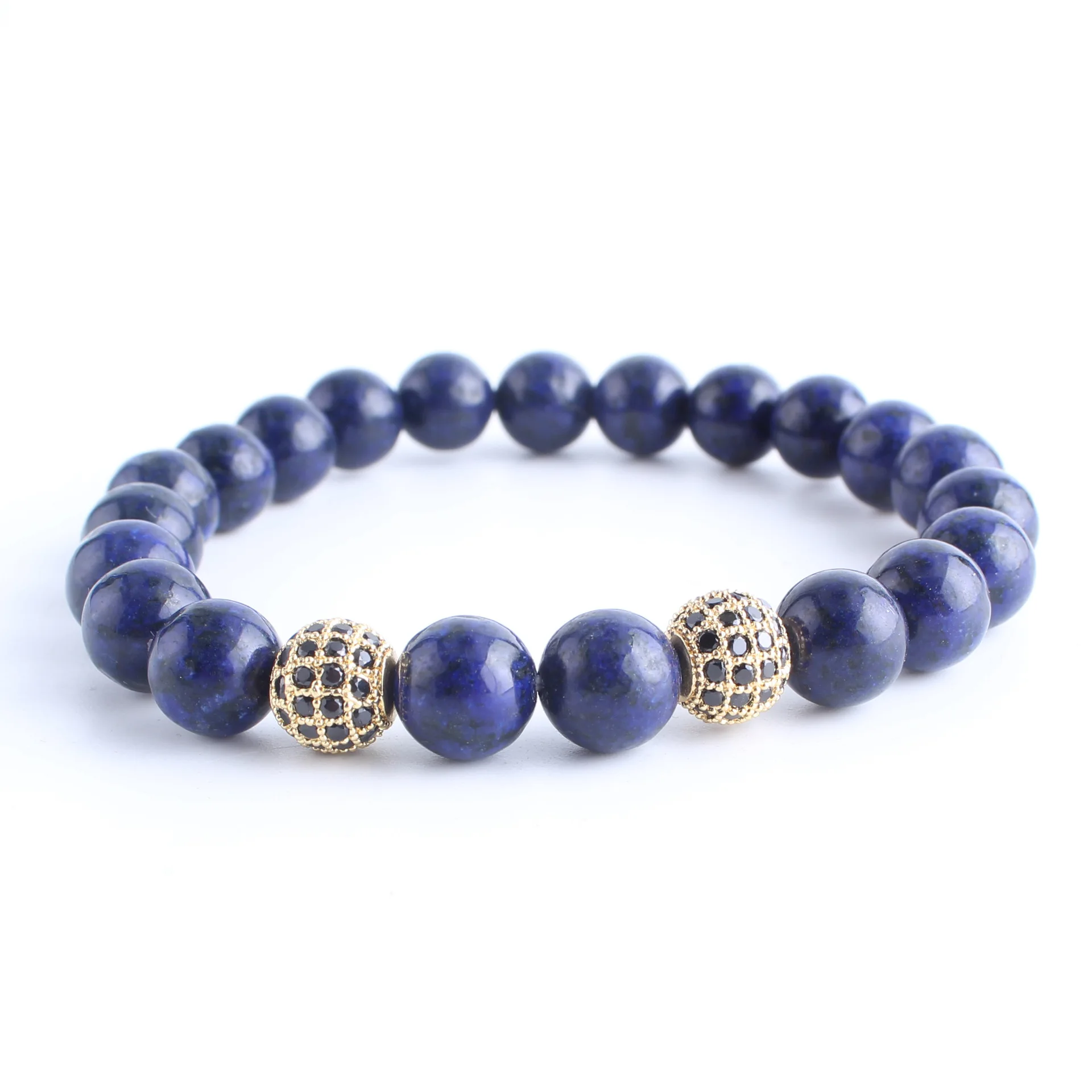 Мужской браслет натуральный черный камень бусы тибетский Будда чакра лазурит