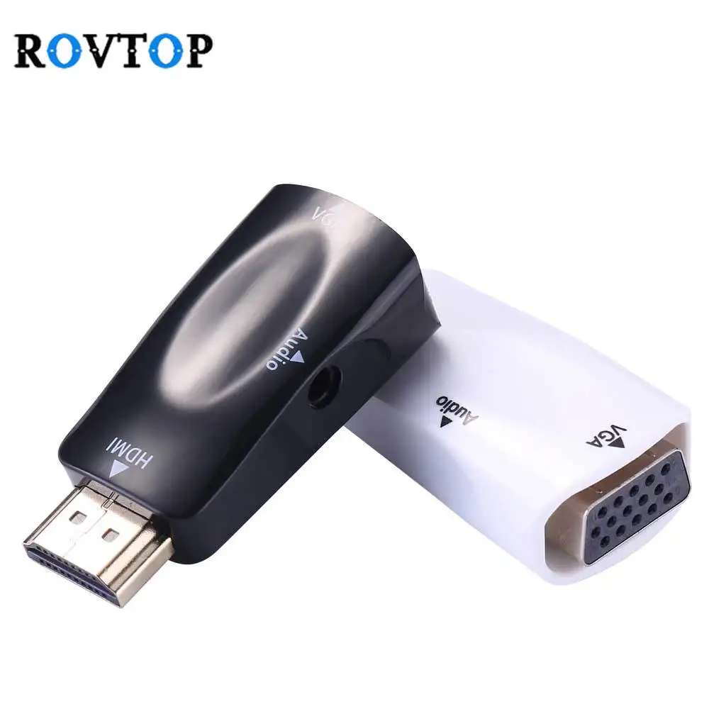 Rovtop HDMI в VGA адаптер аудио кабели конвертер мужчин и женщин HD 1080P для ПК ноутбука ТВ