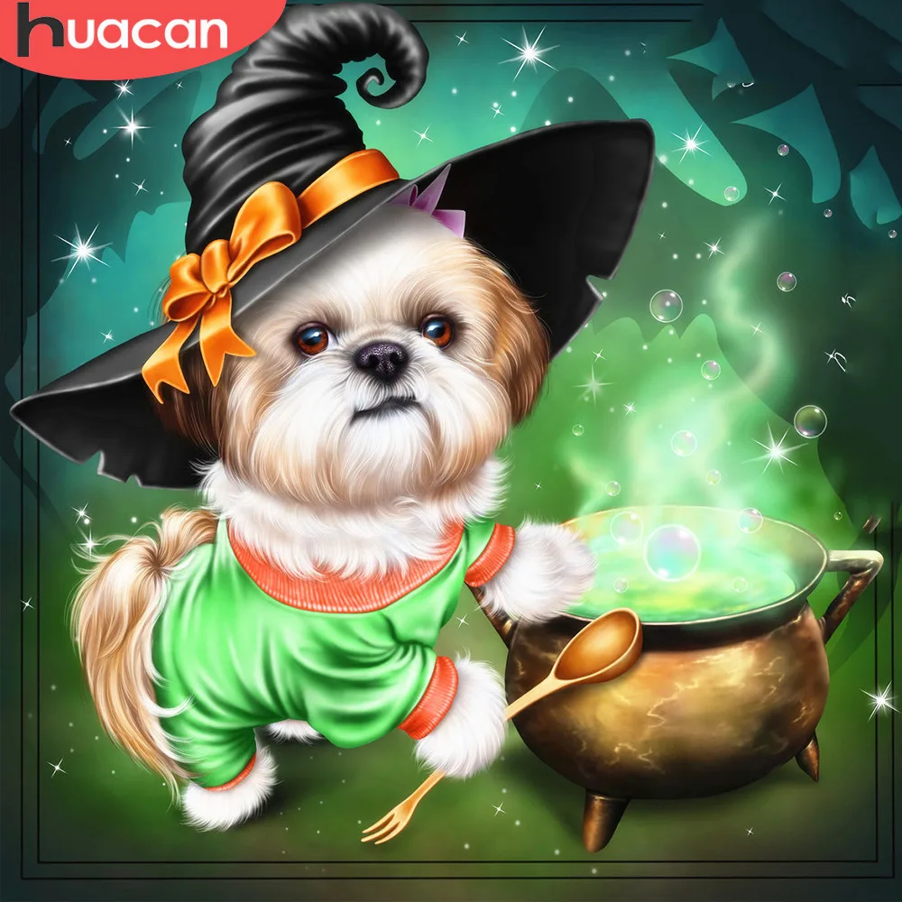 Алмазная вышивка huacan Dog 5d алмазная картина вышивка крестиком Хэллоуин полный квадратный мультфильм мозаика картина из страз искусство