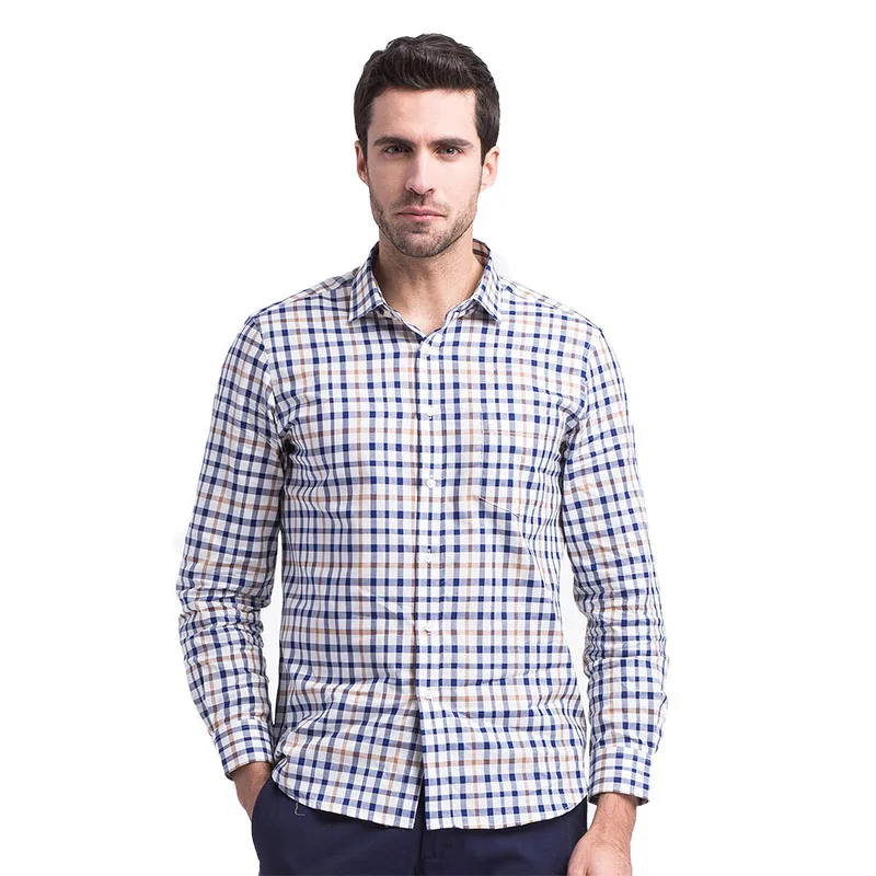 Рубашка мужская с длинным рукавом 100% хлопок в клетку oxford shirts for men social shirtoxford shirt