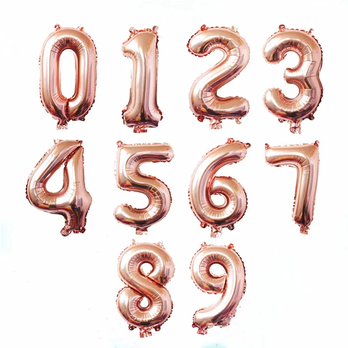 R6-RoseGold Balloon Высокое качество 32 дюймов шара с цифрой Синий розовые золотые шары из фольги в виде цифр Baby Shower счастливые День рождения Свадебные Воздушные шары Globos - Цвет: R6-RoseGold Balloon