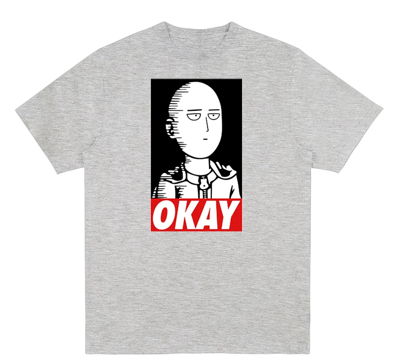 Saitama Oppai Футболка мужская футболка с героями One Punch Man Мужская принтом OKAY 2018 модные
