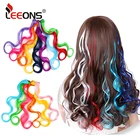 Длинные Синтетические волосы Leeons, наращивание волос радужной расцветки, волнистые волосы для наращивания на клипсе, натуральное волокно, 20 дюймов