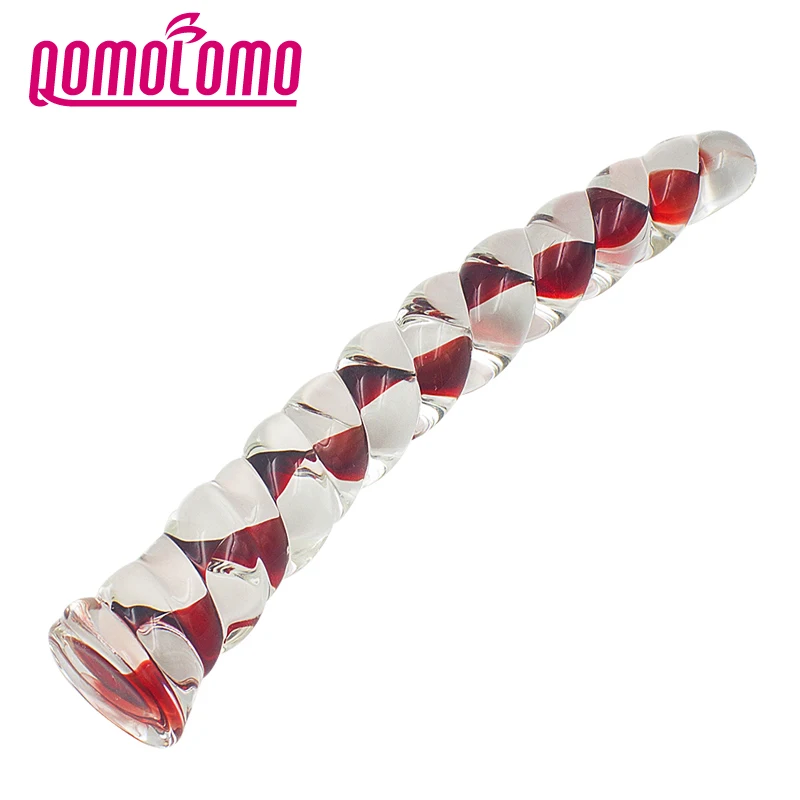 Анальный стеклянный фаллоимитатор Qomolomo цветной длинный и анальный штепсель