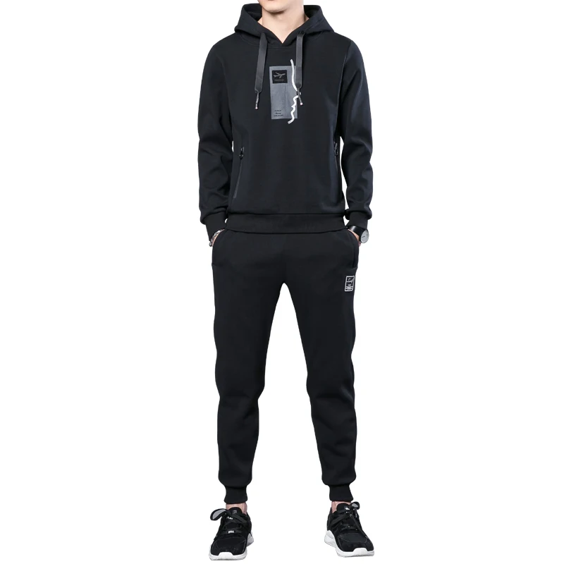 Мужской тренировочный костюм кофта с капюшоном и штаны комплект спортивной