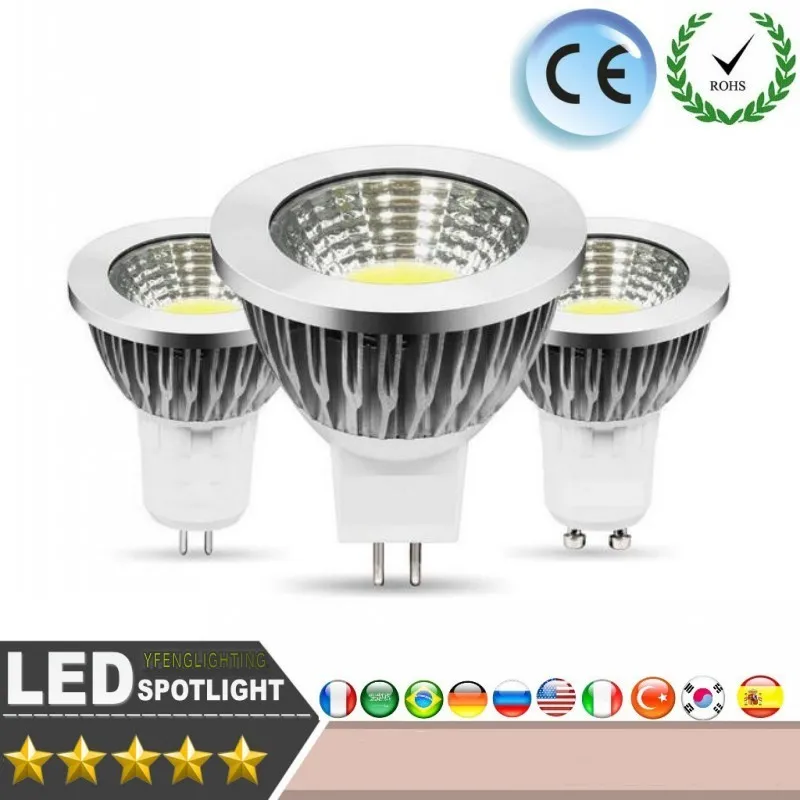 LED COB прожектор с регулируемой яркостью E27 E14 GU10 Светодиодная лампа 9 Вт 12 15 20 25