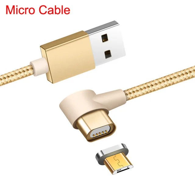 Gold For Micro USB Локоть Магнитный зарядный кабель Micro USB/IOS/type C USB провод для быстрого заряда магнит зарядное устройство s для iPhone samsung Android мобильный телефон - Тип штекера: Gold For Micro USB
