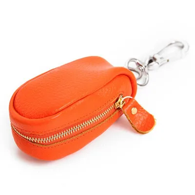 Orange Дизайн, ретро Автомобильный держатель для ключей, ключница, для женщин, настоящая коровья кожа, на молнии, Овальный чехол для ключей, для дома, для мужчин, подарок - Цвет: Orange