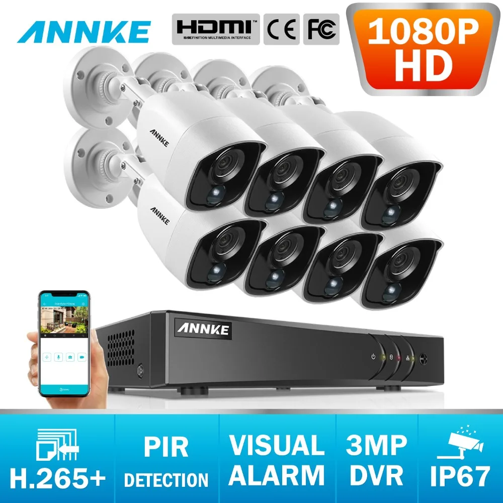 Система видеонаблюдения ANNKE 8CH 3MP 5в1 H.265 + DVR и 8x1080P HD стойкий к атмосферным