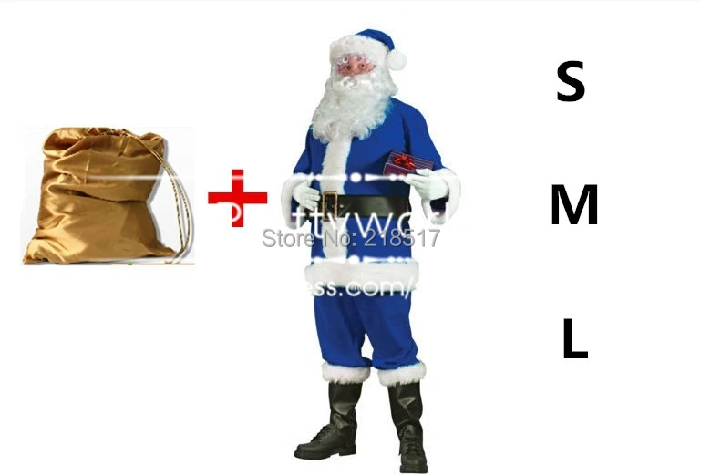 Комплект одежды Криса рождественские костюмы Санта Клауса S M L синяя одежда для
