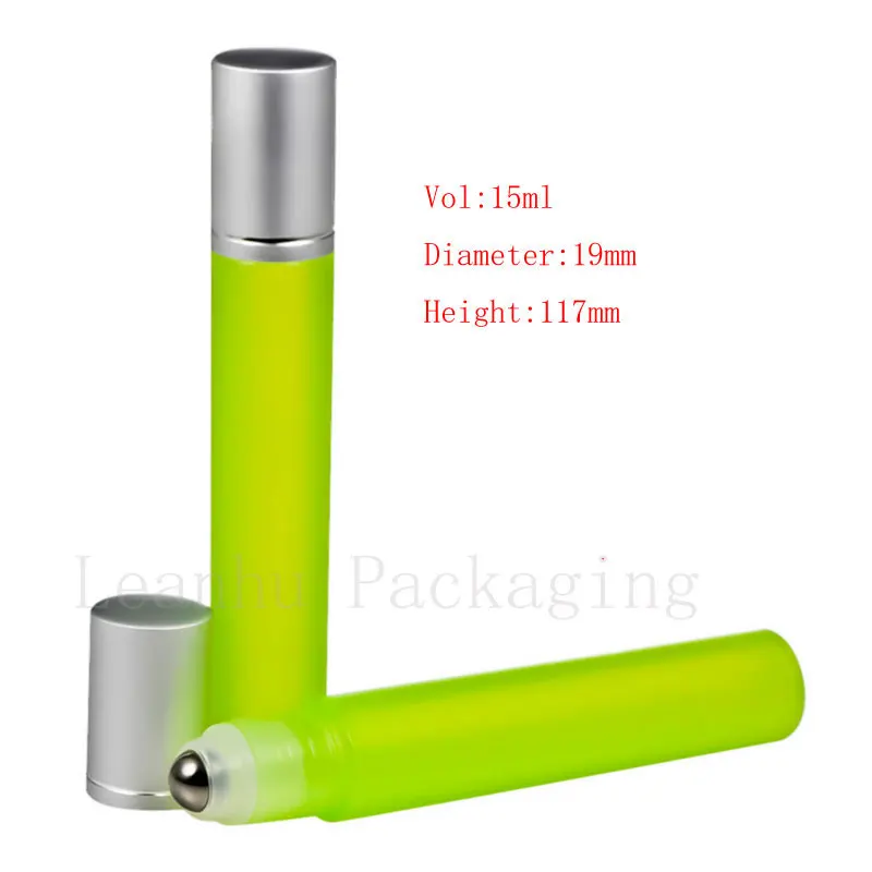 

15ml roll on roller green bottles for essential oils roll-on refillable perfume bottle deodorant containers black lid