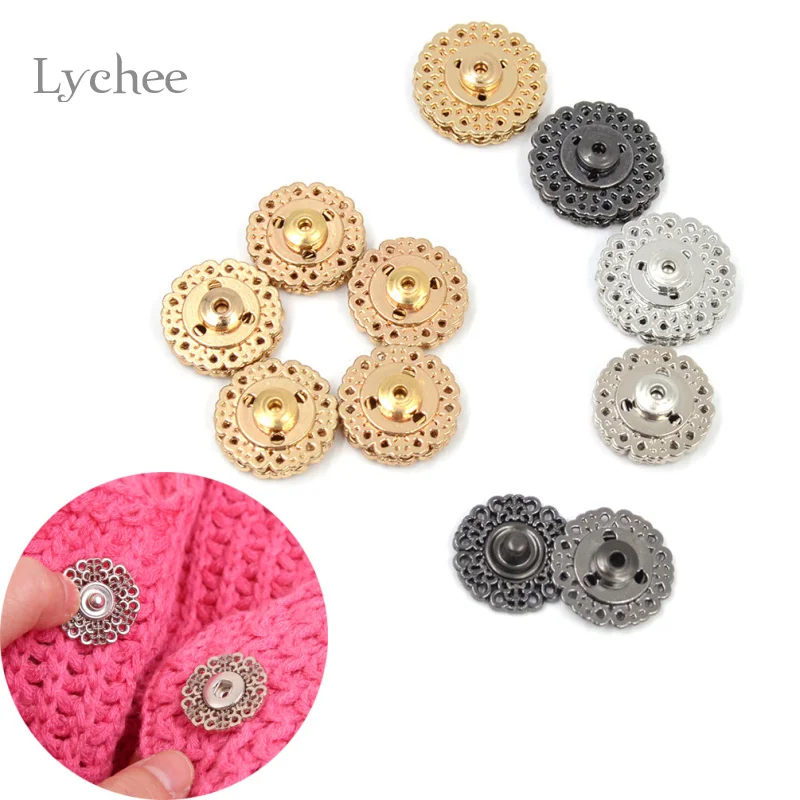 Lychee Life 5 шт./компл. металлическая кнопка в форме цветка Швейные аксессуары
