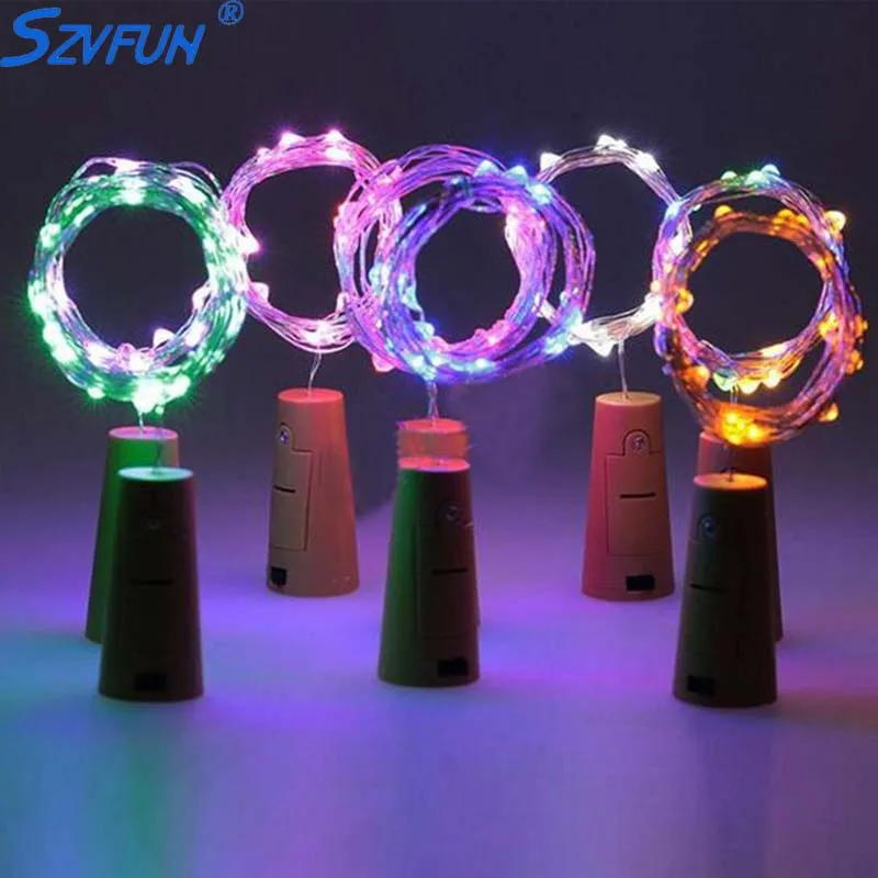 10 шт. 2 м медный провод светодиодные гирлянды освещение для бутылки RGB Белая