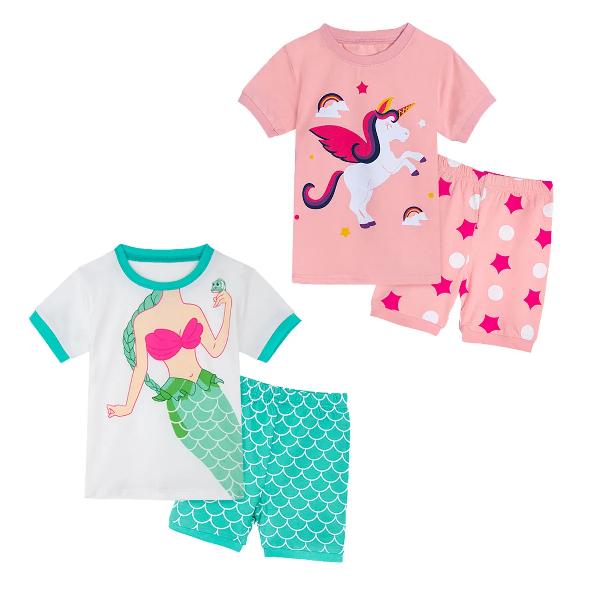 Детский пижамный комплект с единорогом и русалочкой для девочек детская
