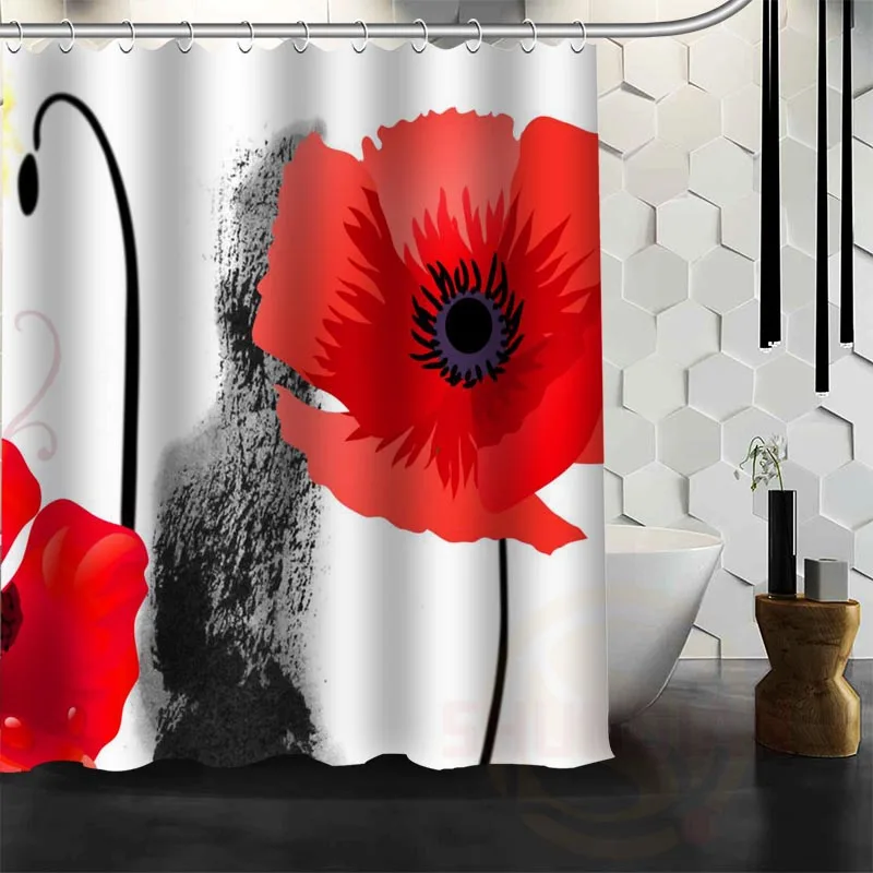 

Best Nice Custom Poppies Flowers Poppy Shower Curtain Bath Curtain Waterproof Fabric For Bathroom MORE SIZE WJY#34
