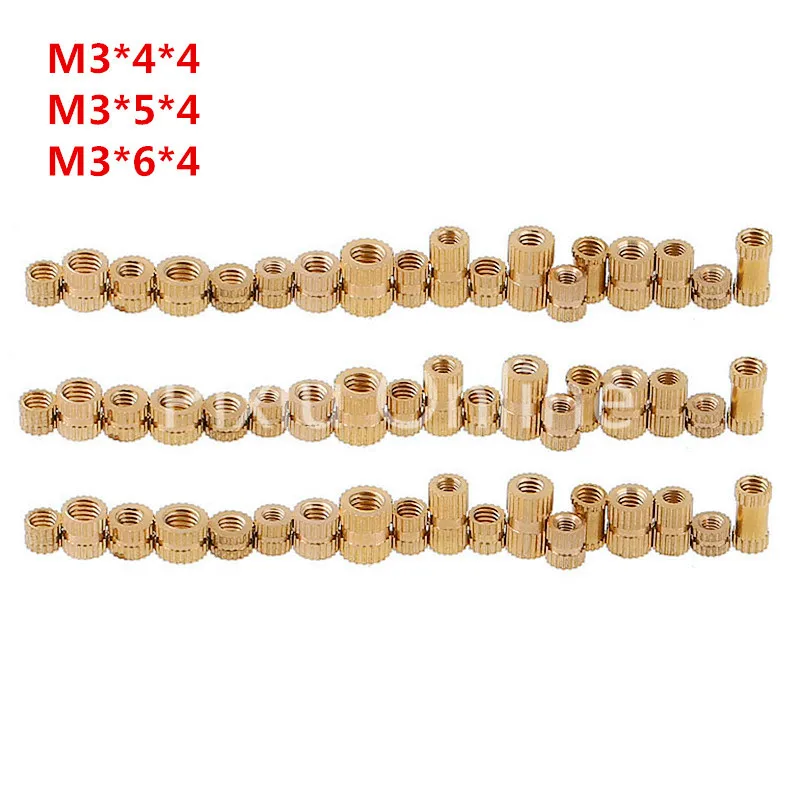 

50PCS ST191b M3*4/5/6*4mm Injection Molding Brass Nut Bi-pass Knurled Nuts Copper Insert Knurling tools