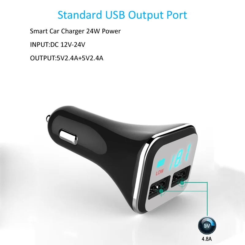 STOD Dual USB Автомобильное зарядное устройство 2 порта 4.8A светодиодный дисплей батарея Напряжение монитор для Iphone 5 5S 6 6S 7 Ipad samsung huawei Mi адаптер