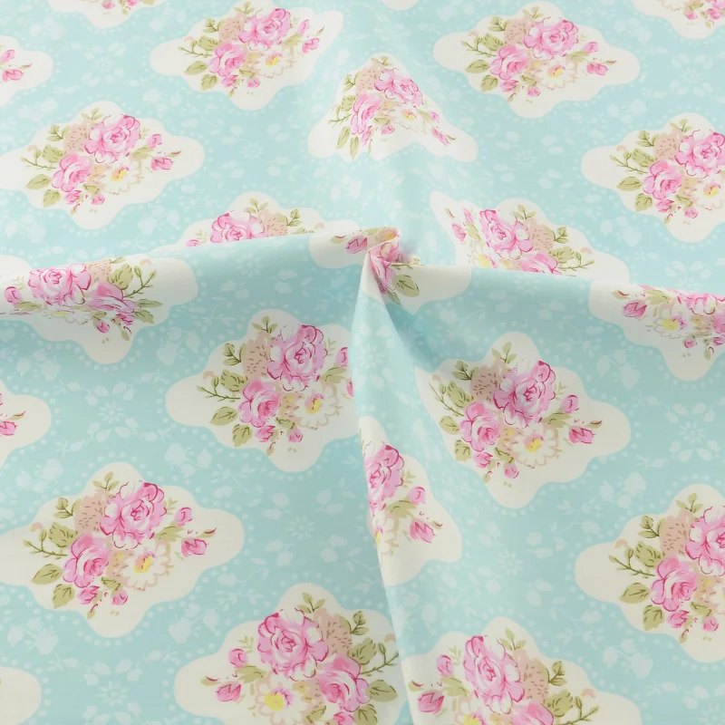 Хлопок Ткань синий цветок Текстиль для дома украшения Постельные принадлежности