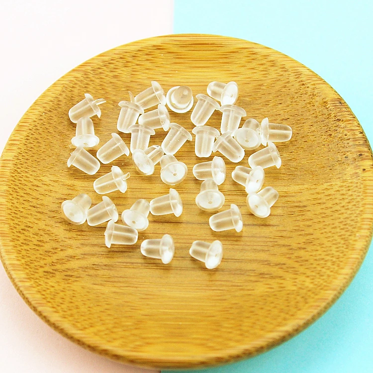 100pcs Earrings Jewelry Accessories Clear Silicone Barrel Bullet Plastic Rubber Ear Plugging Earring back Earstud Findings | Украшения и