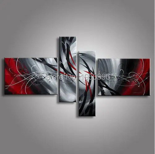 Масляные картины на холсте красные черные белые украшения для дома современная