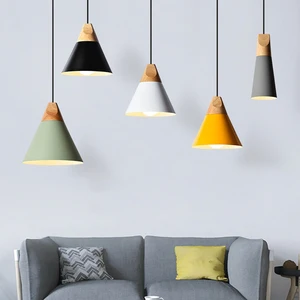 Современная Подвесная лампа в скандинавском стиле, алюминиевые, деревянные подвесные светильники для кухни, ресторана
