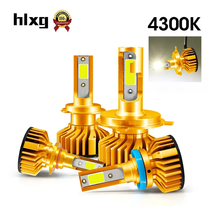 Hlxg Yellowish 4300K Супер Мини Размер 12 В H1 Led H7 H4 комплект автомобильных фар H3 9005 HB3 9006 HB4 H8