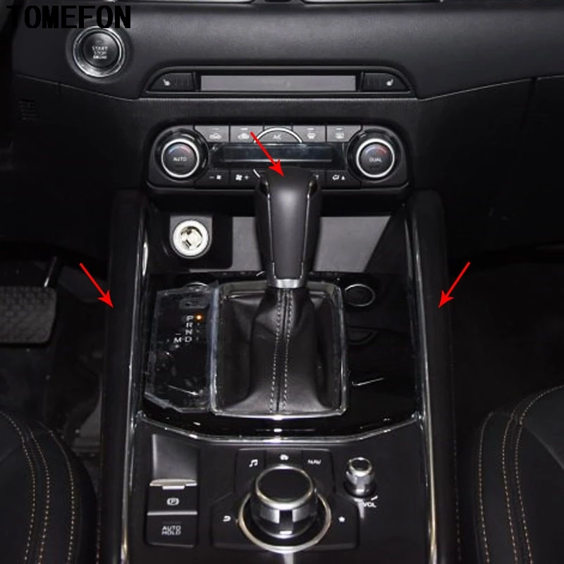

Ручка переключения передач TOMEFON для автомобилей Mazda CX-5, CX5, 2017, 2018, хромированная, с боковой полосой, 3 шт.