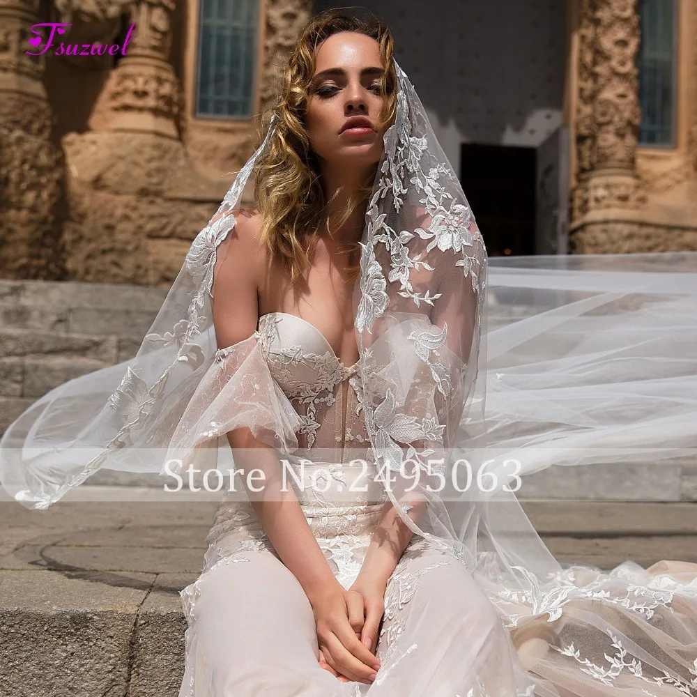 Fsuzwel Сексуальная шея возлюбленной халат De Mariage Русалка Свадебные платья 2020