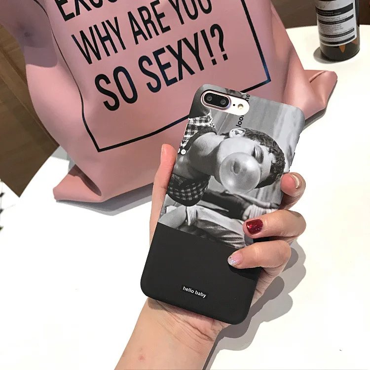 Чехол для смартфона в стиле ретро с изображением мальчика, играющего с мыльными пузырями, для iPhone 6, 6s, 7, 7 Plus. Черный чехол с жесткой задней панелью из поликарбоната. Фундаментальные кошельки Кок.