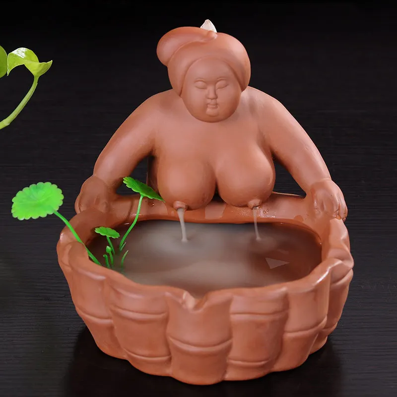 Керамическая курильница из сандалового дерева с сиреневой глиной|incense holder|ceramic