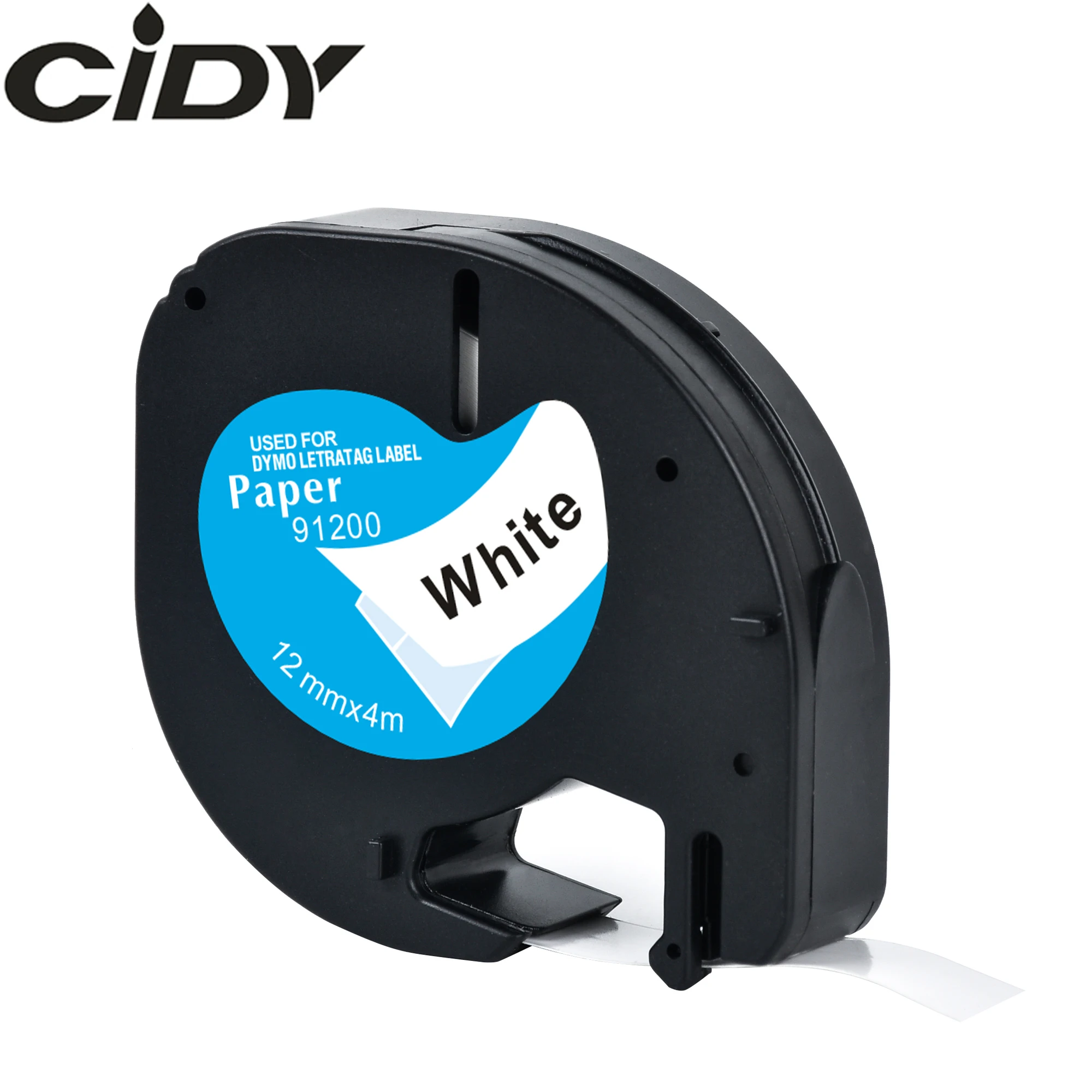 

CIDY LT91200 Compatible 12mm Black on white Dymo Letratag Paper Laminated Tape LT 91200 91330 91220 59421 for LT-100H